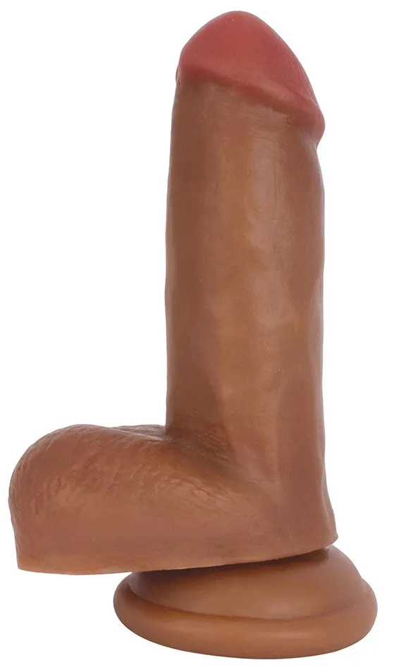 Female Sex Toys Curve Toys 6 Bareskin Dildo With Balls Latte