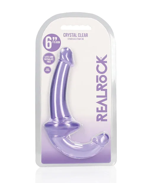 Female Sex Toys RealRock Crystal Clear 6 Strapless StrapOn Purple Shots America LLC