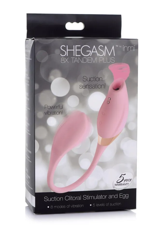 Female Sex Toys SHEGASM Inme Shegasm 8x Tandem Plus Rechargeable Silicone Suction Clitoral Stimulator and Egg