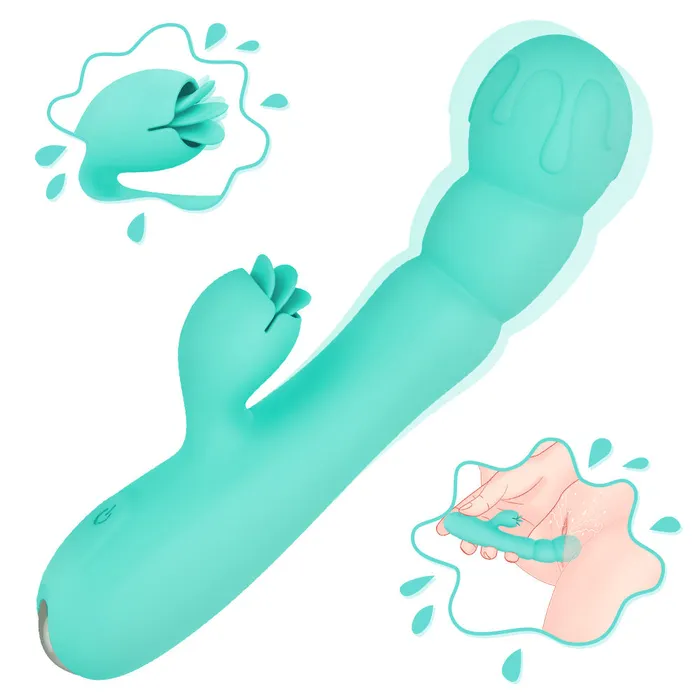 Female Sex Toys Sorlove 9 Vibration Modes Soft Rabbit Vibrator with Tongue Clitoris Licking