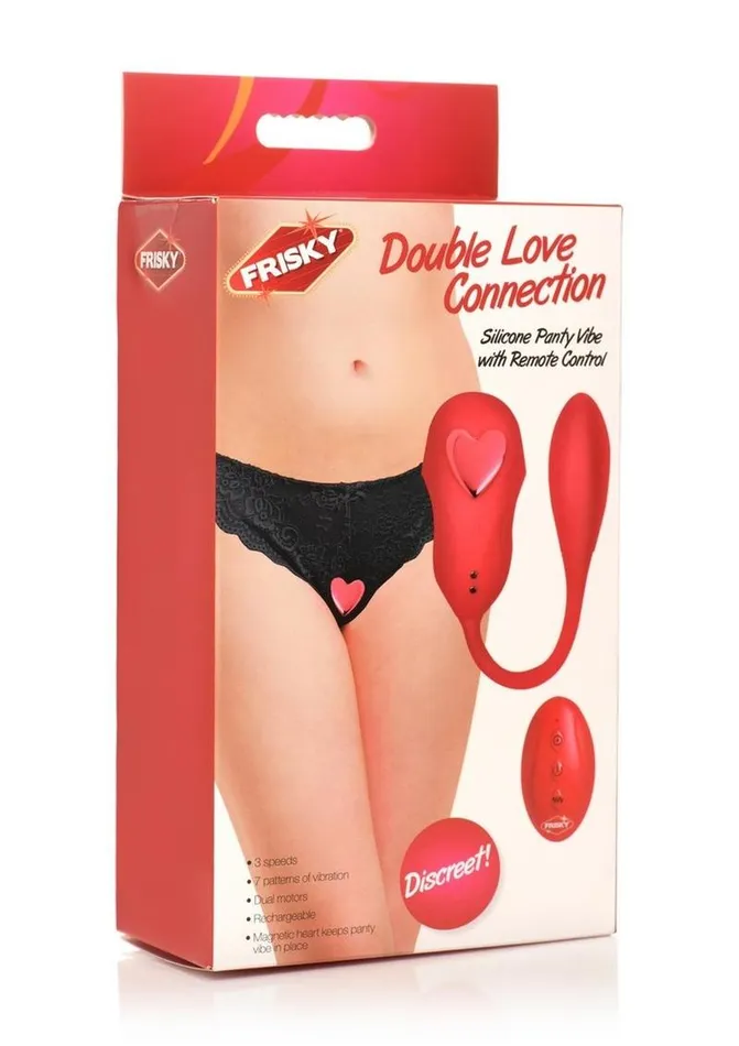 Frisky Female Sex Toys Frisky Double Love Connection Rechargeable Silicone Panty Vibe with Remote