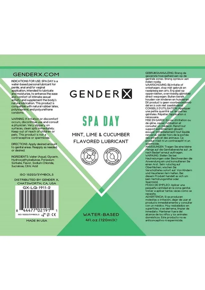 Gender X Anal Gender X Spa Day Water Based Flavored Lubricant 4oz Mint