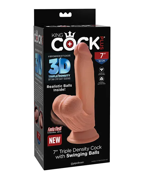 King Cock Plus 7 Triple Density Cock with Swinging Balls Tan Pipedream Products Dildos