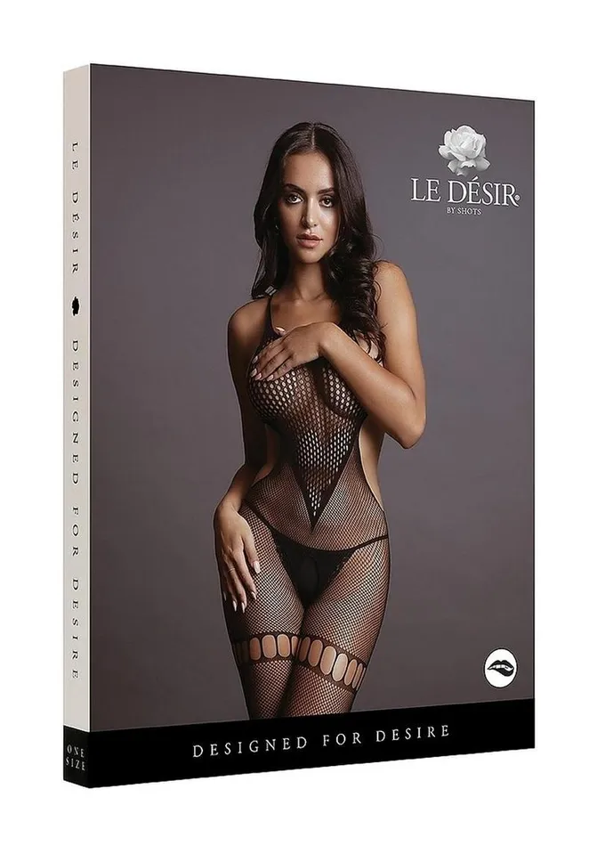 Le Desir Bodystockings Playsuits Le Desir Net High Neck Bodystocking