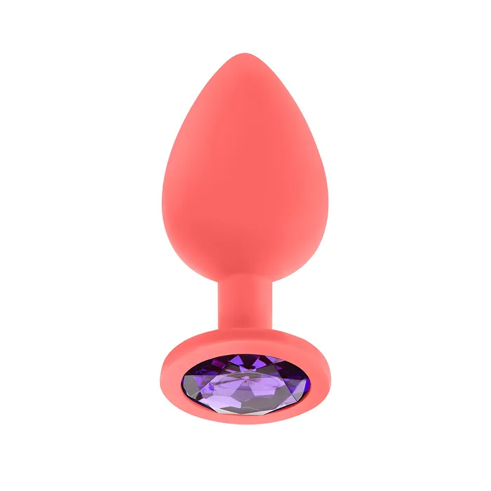 Luv Inc Male Sex Toys Luv Inc Jeweled Silicone Butt Plug Large Coral