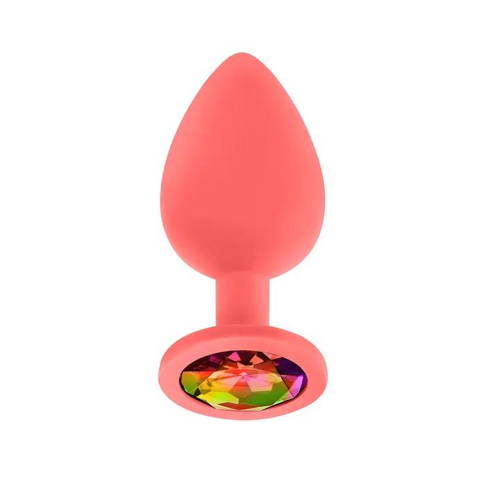 Luv Inc Male Sex Toys Luv Inc Jeweled Silicone Butt Plug Large Coral