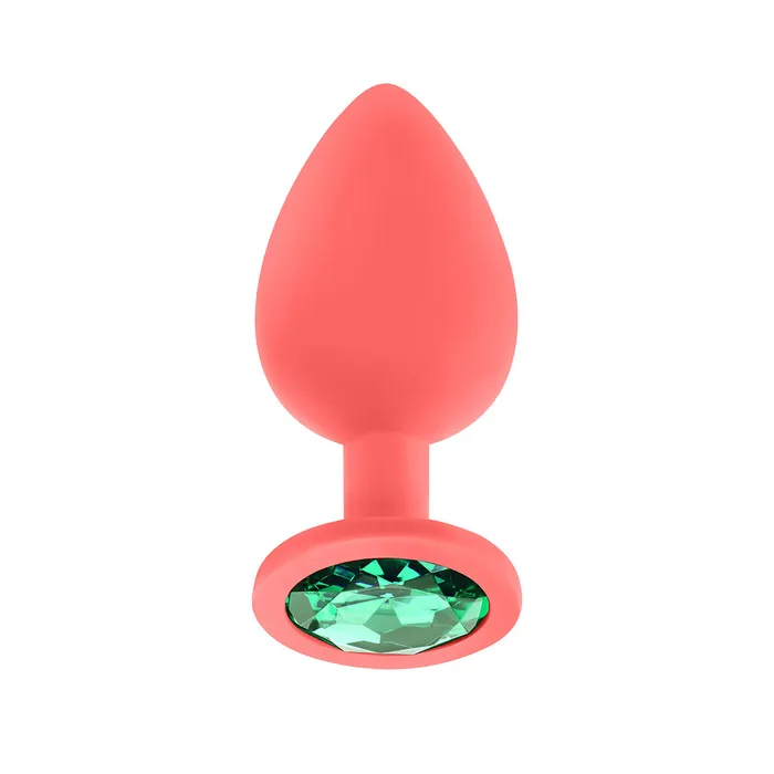 Luv Inc Male Sex Toys Luv Inc Jeweled Silicone Butt Plug Large Coral