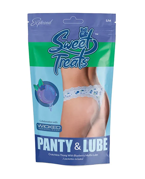 Magic Moments Intl Vibrators Sweet Treats Crotchless Thong Lube Blue SM