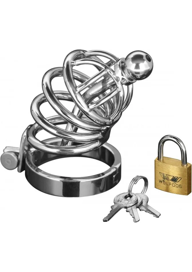 Male Sex Toys Master Series Master Series Asylum 4 Ring Locking Chastity Cage