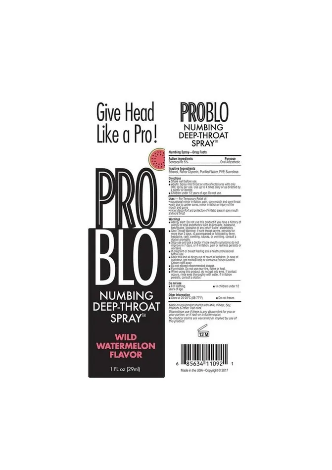 Male Sex Toys Problo Problo Numbing DeepThroat Spray 1oz Watermelon