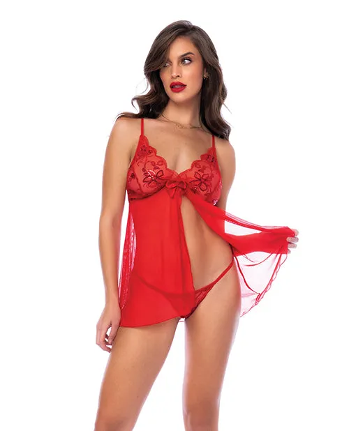 Mapale Vibrators Sequin Embellished Babydoll GString Red LXL