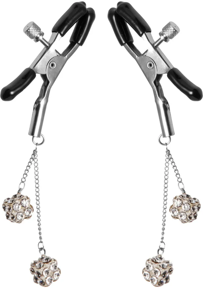 Master Series Male Sex Toys Master Series Ornament Adjustable Nipple Clamps W Jewel Accents