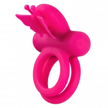 Nice and nasty Bz Vibrators Silicone Rechargeable Dual Butterfly Ring Pink