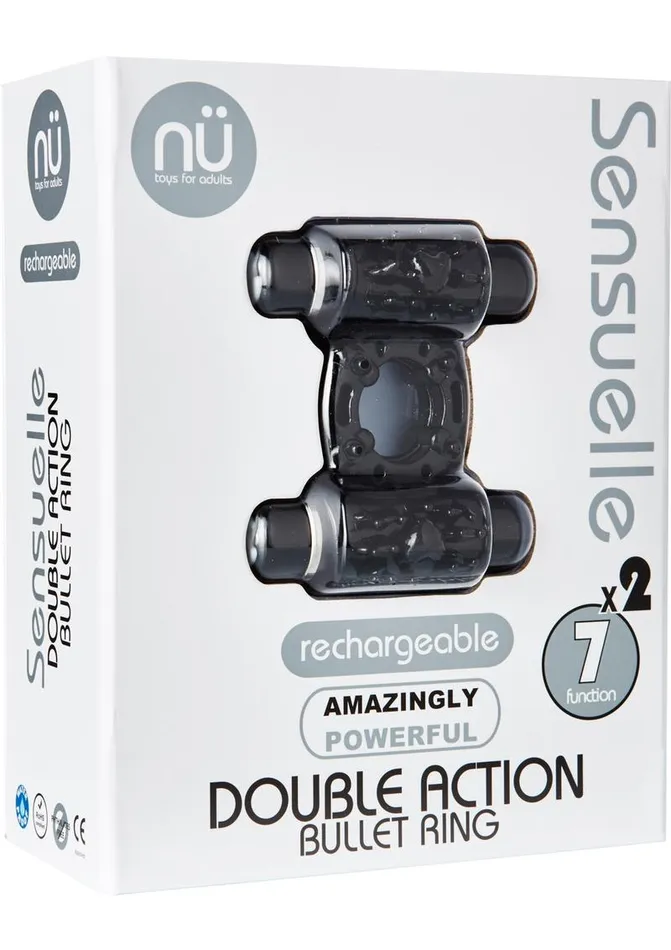 Nu Sensuelle Double Action Bullet Ring Rechargeable Vibrating Cock Ring Nu Sensuelle Male Sex Toys