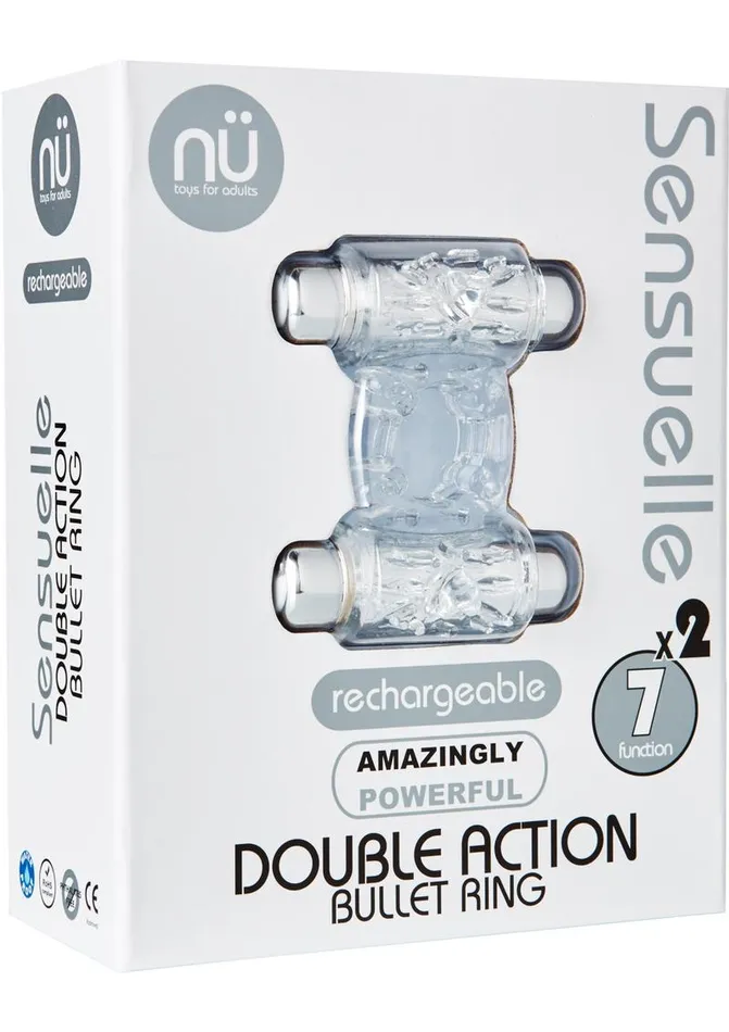 Nu Sensuelle Double Action Bullet Ring Rechargeable Vibrating Cock Ring Nu Sensuelle Male Sex Toys