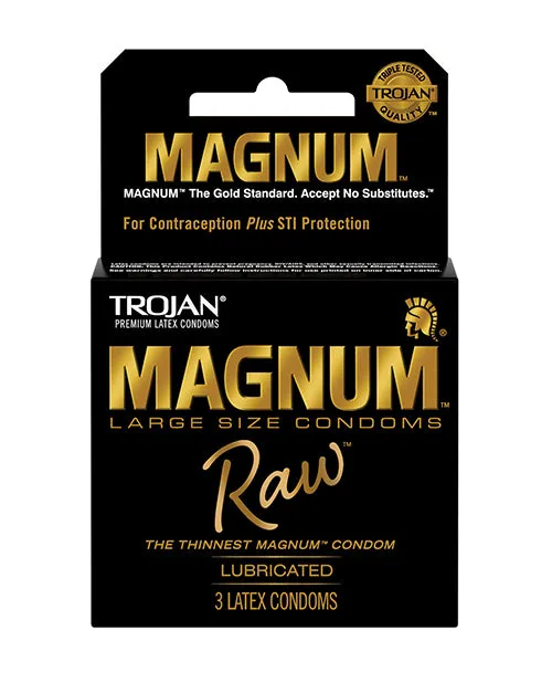 Paradise Marketing Male Sex Toys Trojan Magnum Raw Condoms Pack of 3