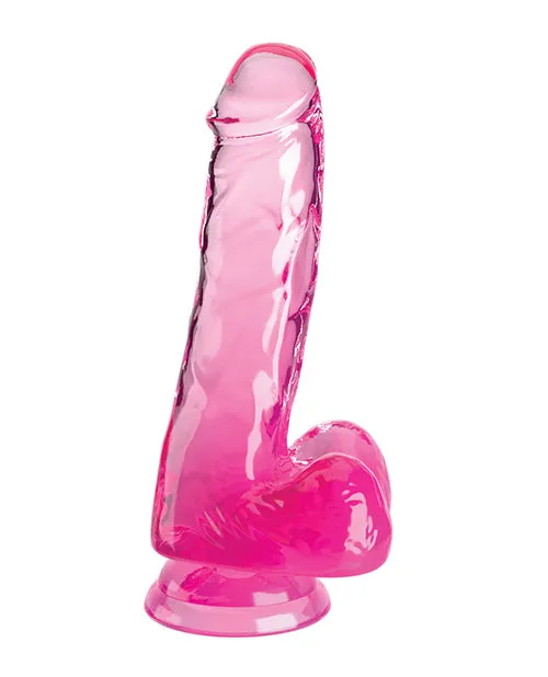 Pipedream Products Dildos King Cock Clear 6 Cock with Balls Pink