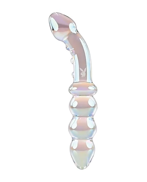 Playboy Pleasure Jewels Double Glass Dildo Clear Evolved Novelties INC Dildos