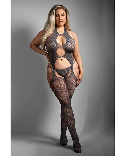 Plus Size Worth The Wait Grey Fishnet Bodystocking Fantasy Lingerie Plus Size