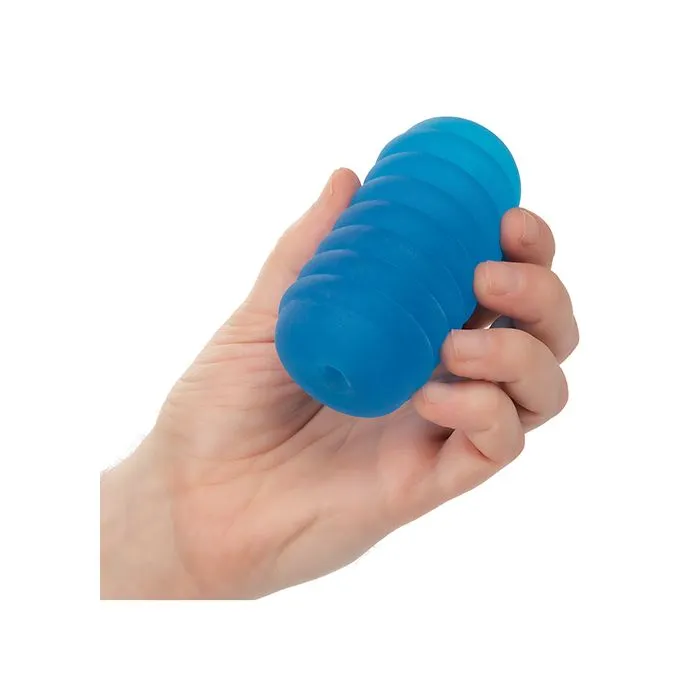 Pop Sock Ribbed Masturbator Blue California Exotic Novelties Male Sex Toys