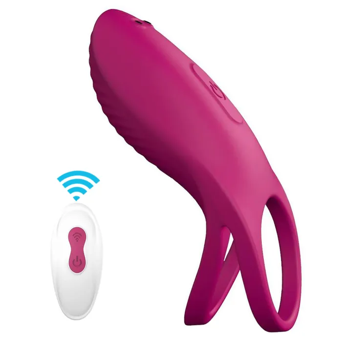 Remote Control Silicone Vibrating Penis Ring with Double Ring 9 Speeds Sorlove Male Sex Toys