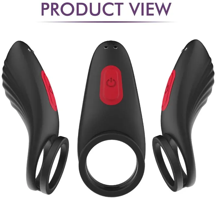 Remote Control Silicone Vibrating Penis Ring with Double Ring 9 Speeds Sorlove Male Sex Toys