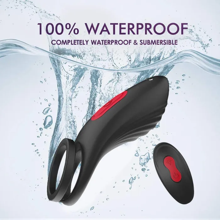 Remote Control Silicone Vibrating Penis Ring with Double Ring 9 Speeds Sorlove Male Sex Toys