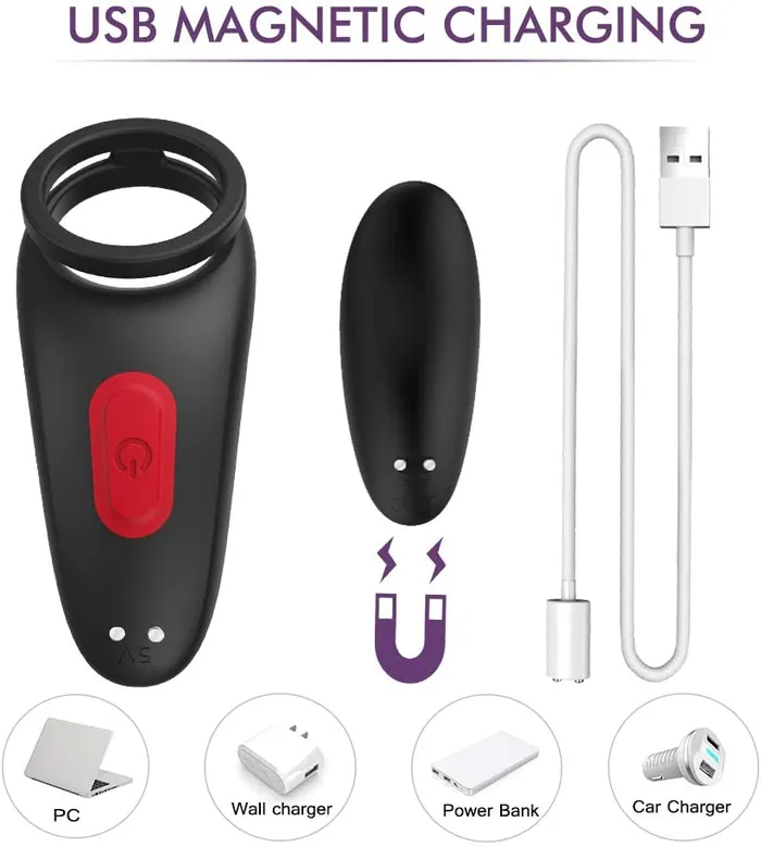 Remote Control Silicone Vibrating Penis Ring with Double Ring 9 Speeds Sorlove Male Sex Toys