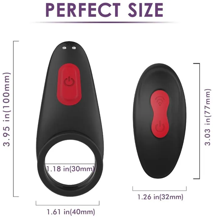 Remote Control Silicone Vibrating Penis Ring with Double Ring 9 Speeds Sorlove Male Sex Toys