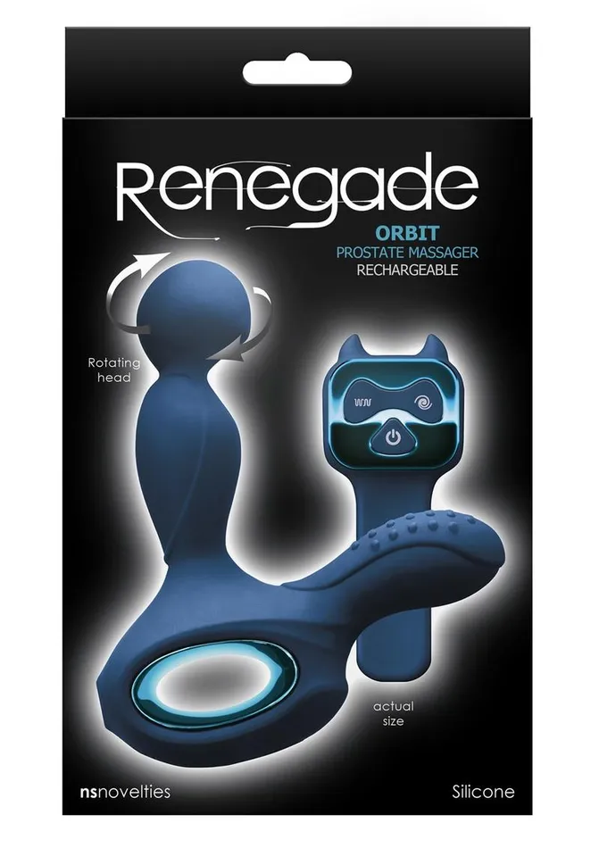 Renegade Male Sex Toys Renegade Orbit Rechargeable Silicone Vibrating Rotating Heated Prostate Stimulator with Remote Control