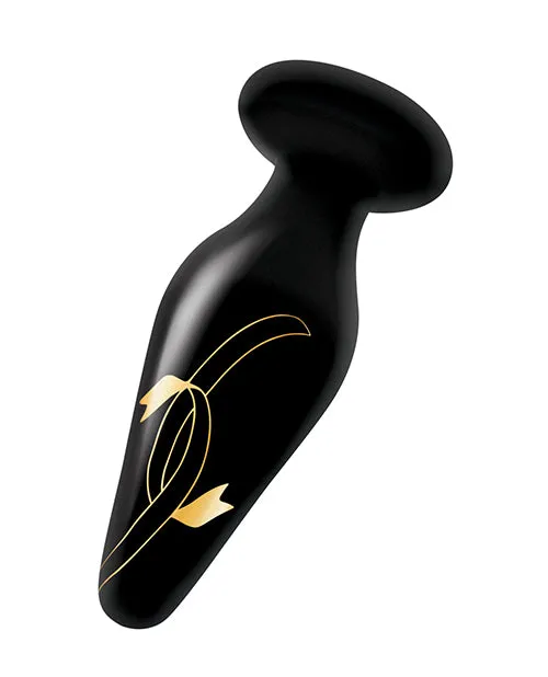 Secret Kisses 45 Handblown Glass Plug BlackGold Xgen Anal