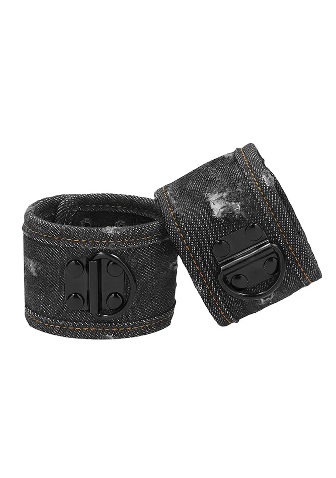 Shots America Denim Handcuffs Roughend Denim Style Black Anal