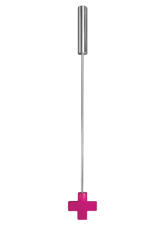 Shots America Leather Cross Tipped Crop Pink Vibrators