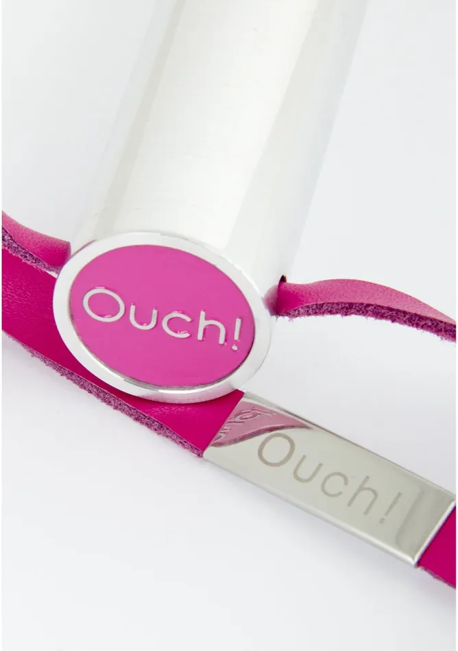 Shots America Leather Cross Tipped Crop Pink Vibrators