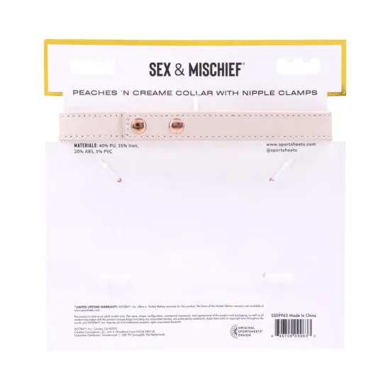 Sportsheets International Couples Sex Mischief Peaches n CreaMe Collar with Nipple Clamps