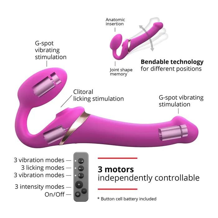 StrapOnMe MultiOrgasm Small Bendable StrapOn Fuchsia StrapOnMe Female Sex Toys