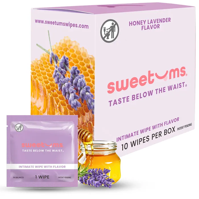 Sweetums Intimate Wipes Honey Lavender Flavor 10 ct Sweetums Female Sex Toys