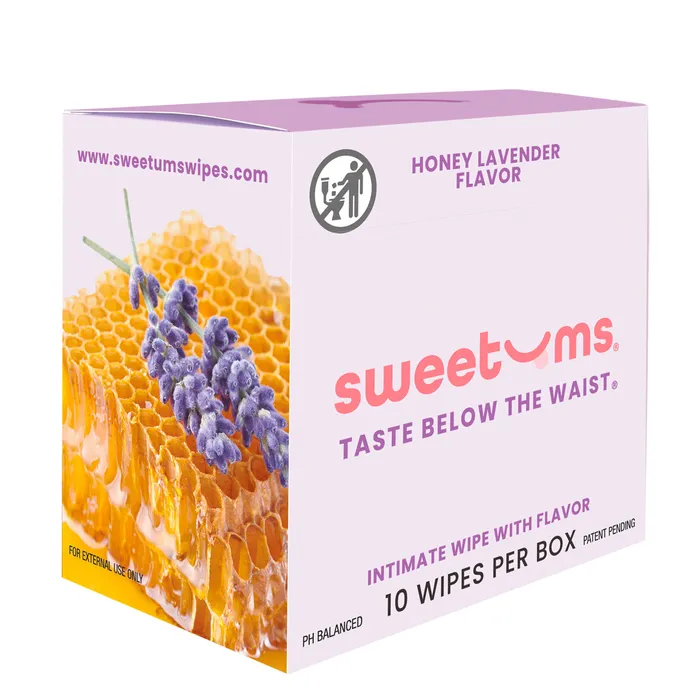 Sweetums Intimate Wipes Honey Lavender Flavor 10 ct Sweetums Female Sex Toys