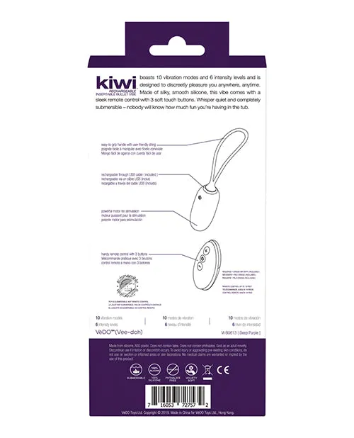 VeDO Kiwi Rechargeable Insertable Bullet Deep Purple Savvy Co Vibrators