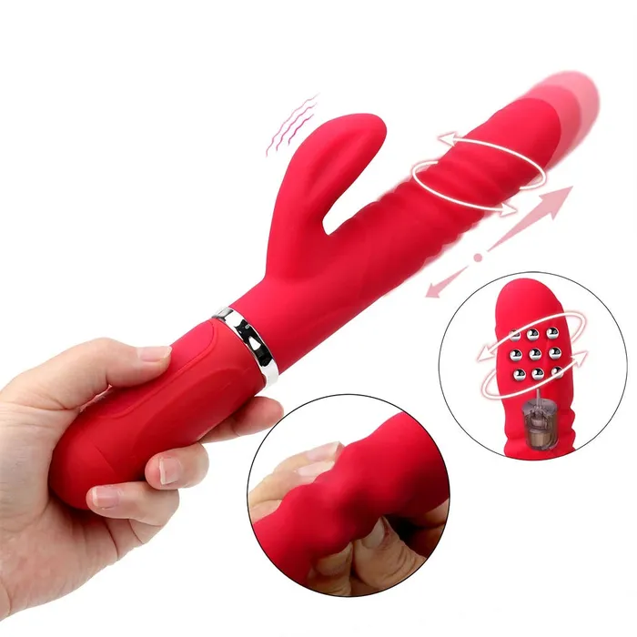 Vibrators BeBuZZed Bebuzzed Libo Thrusting Rotating GSpot Rabbit Vibrator Large Pink