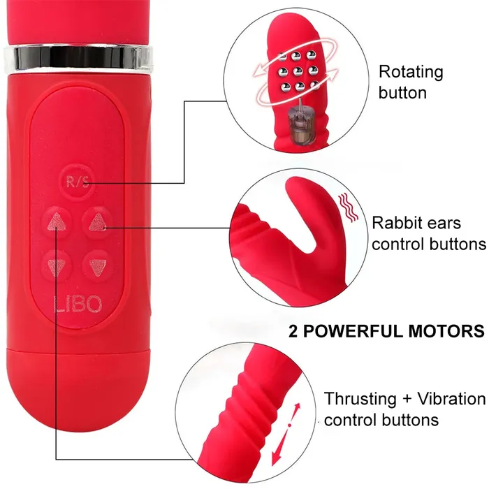 Vibrators BeBuZZed Bebuzzed Libo Thrusting Rotating GSpot Rabbit Vibrator Large Pink