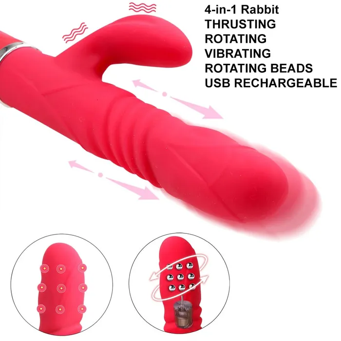 Vibrators BeBuZZed Bebuzzed Libo Thrusting Rotating GSpot Rabbit Vibrator Large Pink