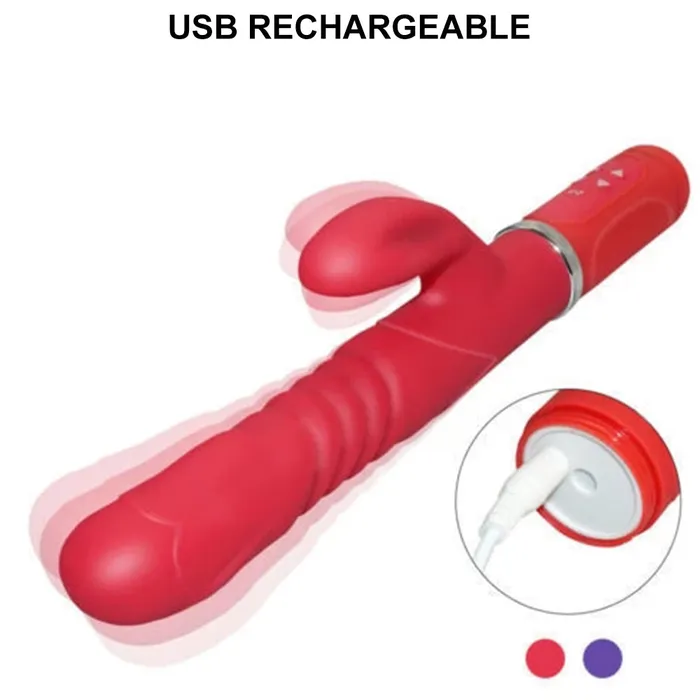 Vibrators BeBuZZed Bebuzzed Libo Thrusting Rotating GSpot Rabbit Vibrator Large Pink