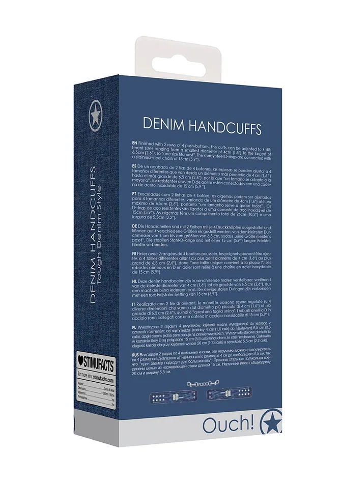 Vibrators Denim Handcuffs Roughend Denim Style Blue Shots America