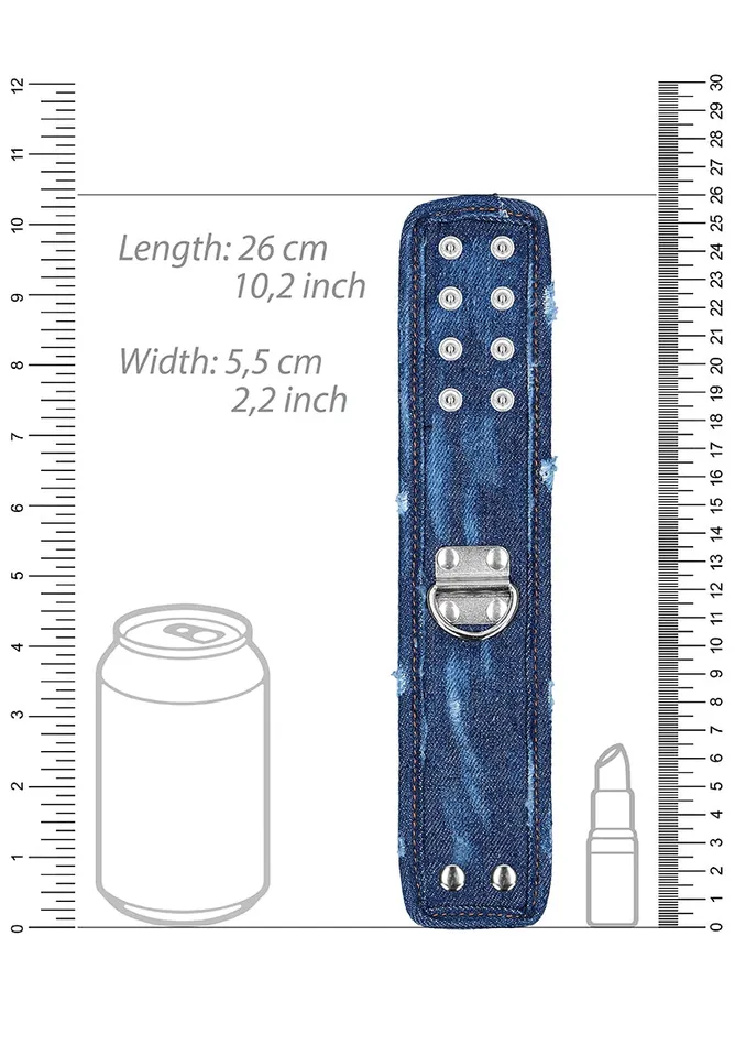 Vibrators Denim Handcuffs Roughend Denim Style Blue Shots America
