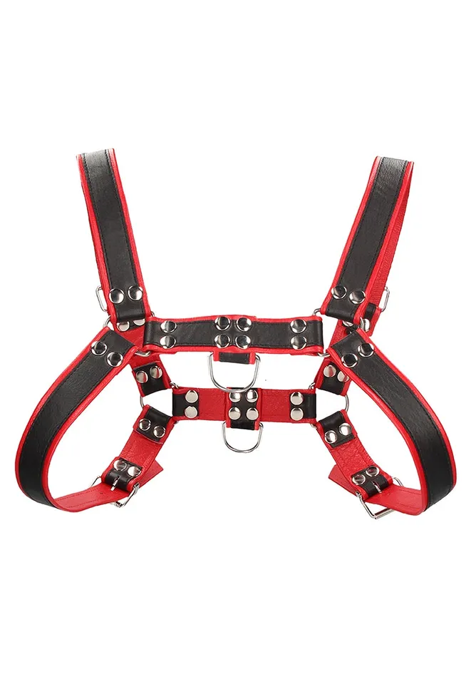 Vibrators Shots America Chest Bulldog Harness Lxl Red