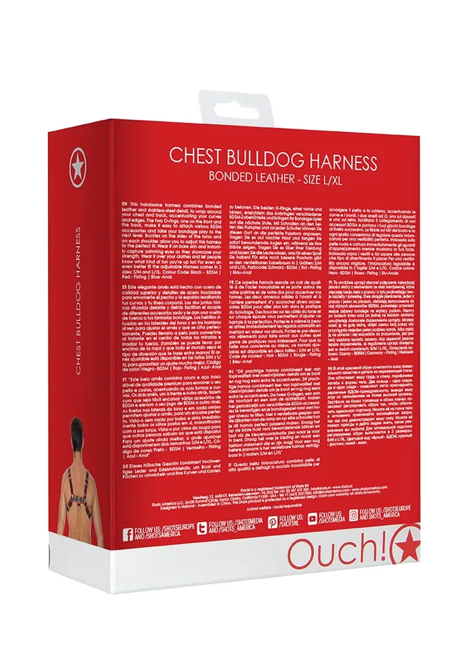 Vibrators Shots America Chest Bulldog Harness Lxl Red